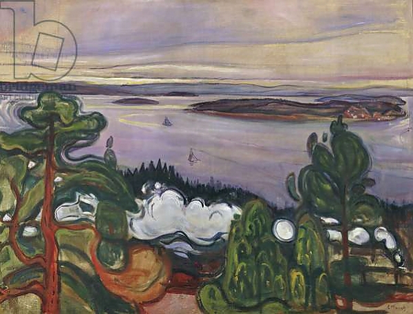 Постер Train smoke, 1900, by Edvard Munch, oil on canvas, 84x109 cm??. Norway, 20th century. с типом исполнения На холсте без рамы