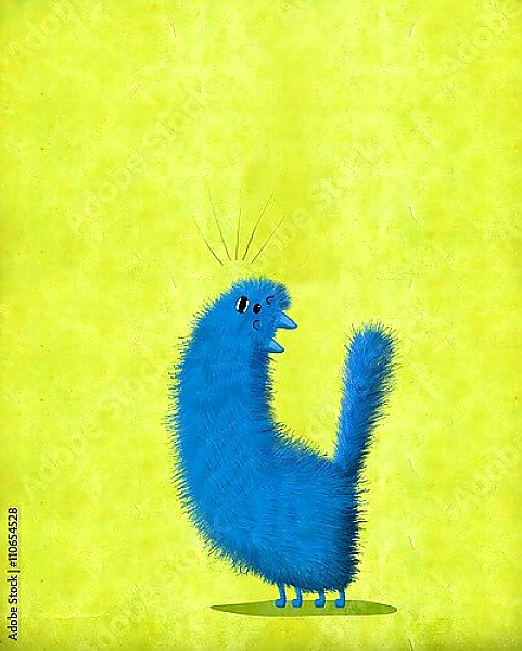 Постер Поющий синий кот с типом исполнения На холсте без рамы