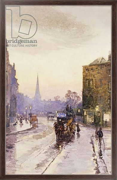 Постер Catching the Tram in Nassau Street, Dublin, 1 с типом исполнения На холсте в раме в багетной раме 221-02