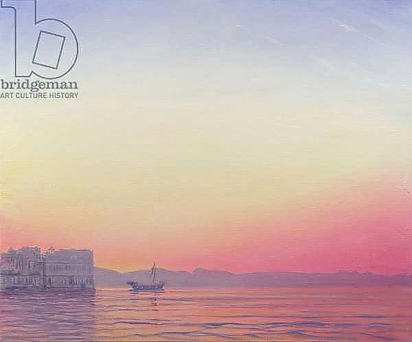 Постер Sunset at Lake Palace, Udaipur с типом исполнения На холсте без рамы