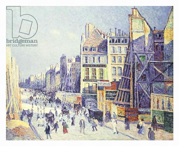 Постер La Rue Reaumur, 1897 с типом исполнения На холсте в раме в багетной раме 221-03