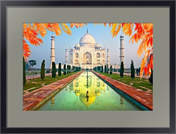 Постер Индия. Taj Mahal at sunrise, Agra, Uttar Pradesh с типом исполнения Под стеклом в багетной раме 221-01