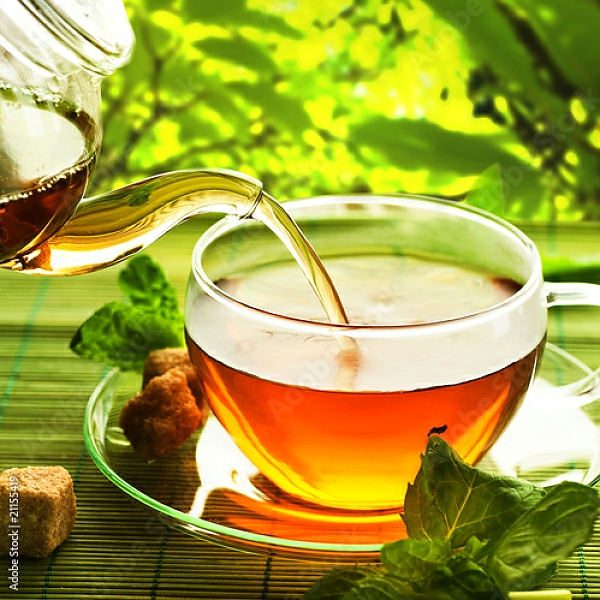 Постер Чайник травяного чая с типом исполнения На холсте без рамы