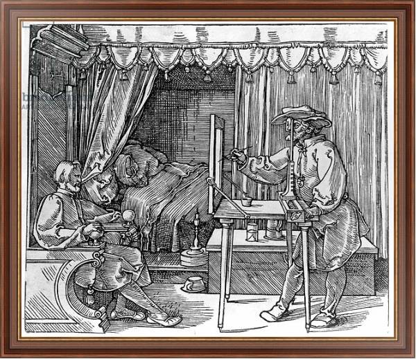 Постер A draughtsman taking details for a portrait, 1525 с типом исполнения На холсте в раме в багетной раме 35-M719P-83