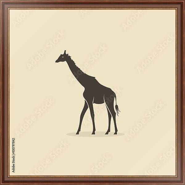 Постер Силуэт жирафа с типом исполнения На холсте в раме в багетной раме 35-M719P-83