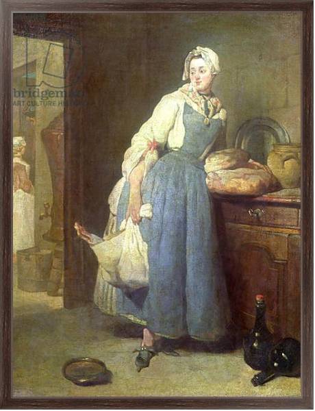 Постер The Kitchen Maid with Provisions, 1739 с типом исполнения На холсте в раме в багетной раме 221-02