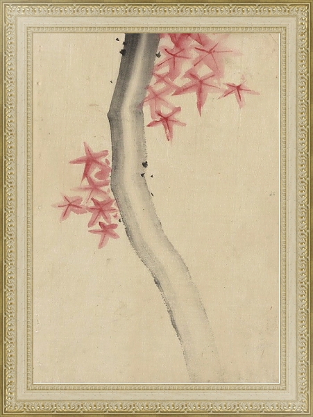 Постер Unidentified, possibly a tree branch with red star-shaped leaves or blossoms с типом исполнения Акварель в раме в багетной раме 484.M48.725