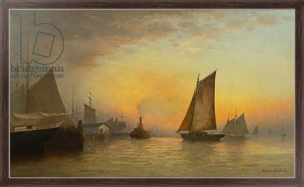 Постер New York Harbor, N.Y., 1880 с типом исполнения На холсте в раме в багетной раме 221-02
