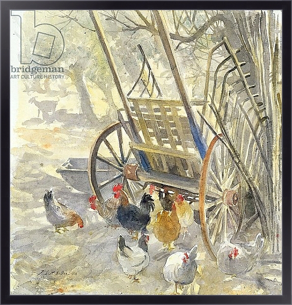 Постер Chickens under Majorcan Cart, 1994 с типом исполнения На холсте в раме в багетной раме 221-01