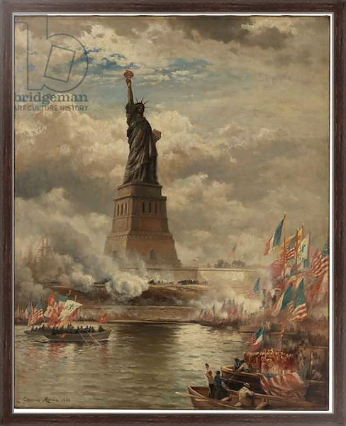 Постер The Unveiling of the Statue of Liberty, Enlightening the World, 1886 с типом исполнения На холсте в раме в багетной раме 221-02