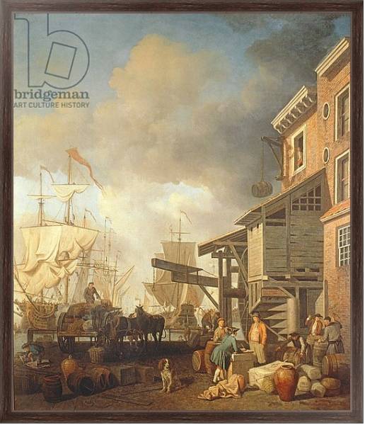 Постер A Thames Wharf, c.1750's с типом исполнения На холсте в раме в багетной раме 221-02