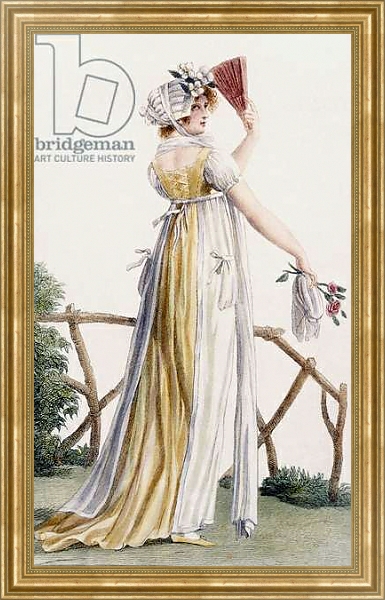 Постер A country style ladies dress, illustration from 'Journal des Dames et des Modes', 1799 с типом исполнения На холсте в раме в багетной раме NA033.1.051
