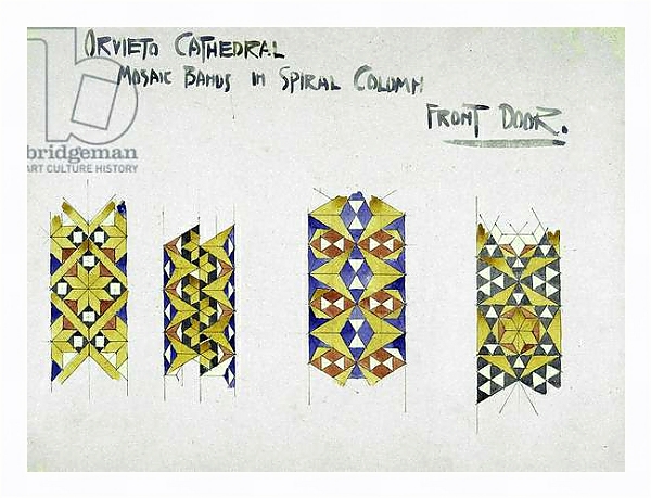 Постер Orvieto Cathedral, Mosaic Bands in Spiral Column, Front Door, 1891 с типом исполнения На холсте в раме в багетной раме 221-03