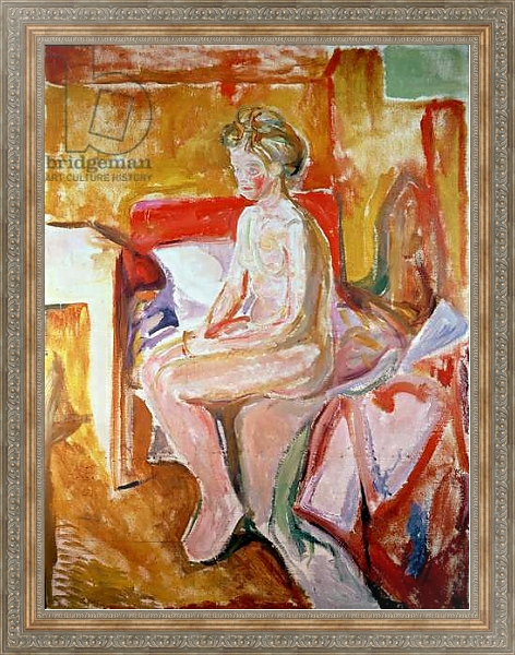 Постер Girl seated on the edge of her bed с типом исполнения На холсте в раме в багетной раме 484.M48.310