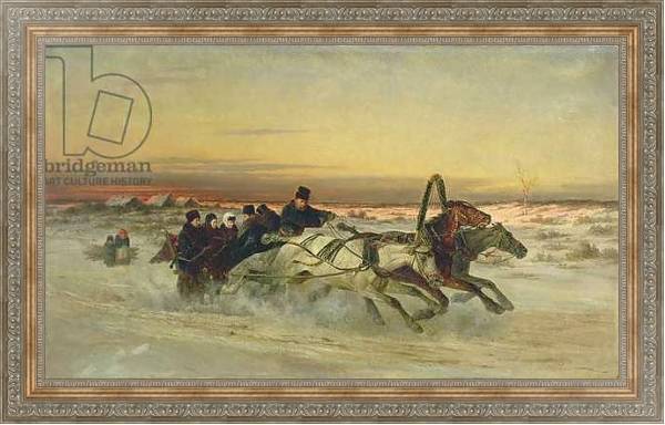 Постер A Galloping Winter Troika at Dawn с типом исполнения На холсте в раме в багетной раме 484.M48.310