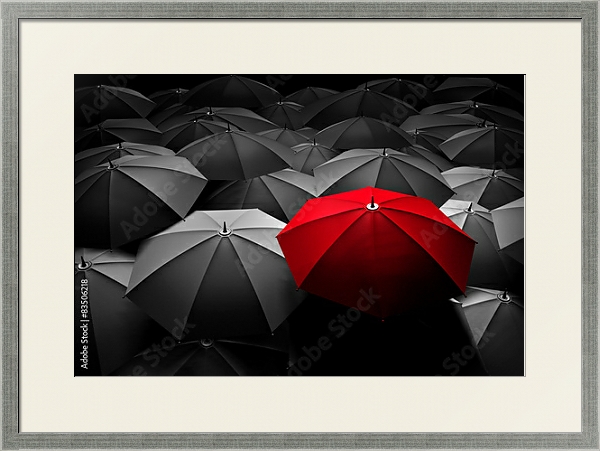 Постер Красный зонт 2 с типом исполнения Под стеклом в багетной раме 1727.2510