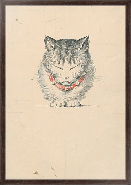 Постер Cat with collar с типом исполнения На холсте в раме в багетной раме 221-02