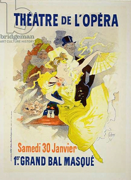 Постер Reproduction of a poster advertising the first 'Grand Bal Masque', Theatre de L'Opera, Paris, 1896 с типом исполнения На холсте без рамы