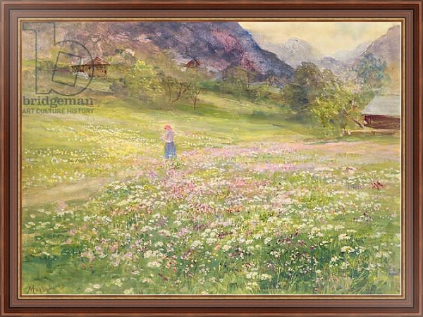 Постер Girl in a Field of Poppies с типом исполнения На холсте в раме в багетной раме 35-M719P-83