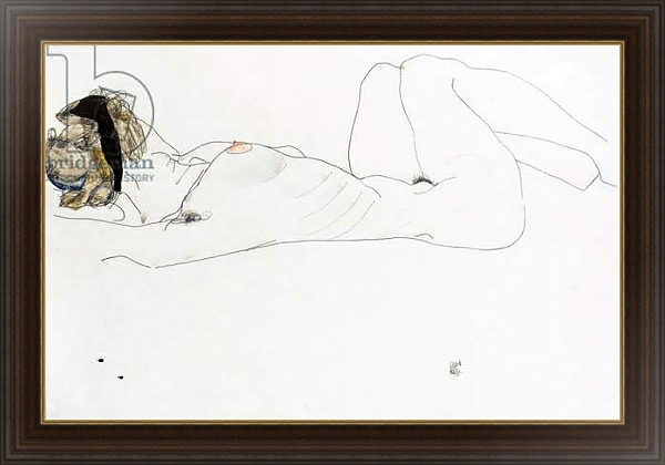 Постер Reclining female nude, 1912 с типом исполнения На холсте в раме в багетной раме 1.023.151
