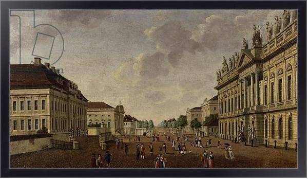 Постер View of the armory and Unter den Linden Street, 1786 с типом исполнения На холсте в раме в багетной раме 221-01