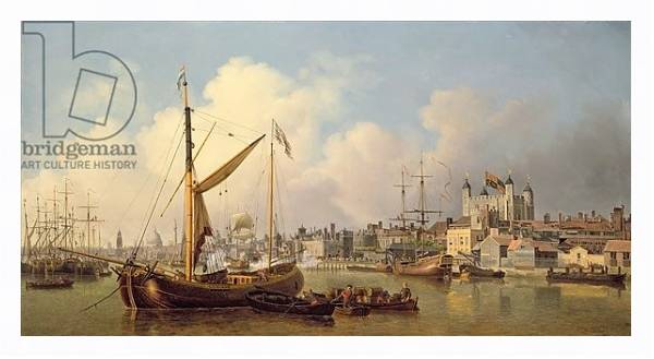 Постер The Thames and the Tower of London supposedly on the King's Birthday, 1771 с типом исполнения На холсте в раме в багетной раме 221-03