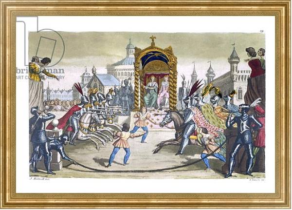 Постер Knights jousting before a King and Queen с типом исполнения На холсте в раме в багетной раме NA033.1.051