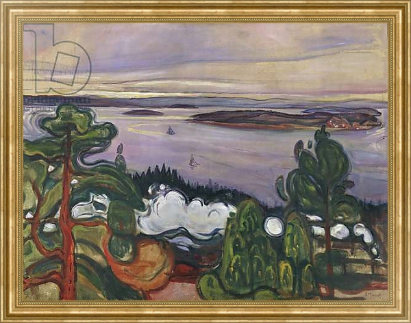 Постер Train smoke, 1900, by Edvard Munch, oil on canvas, 84x109 cm??. Norway, 20th century. с типом исполнения На холсте в раме в багетной раме NA033.1.051