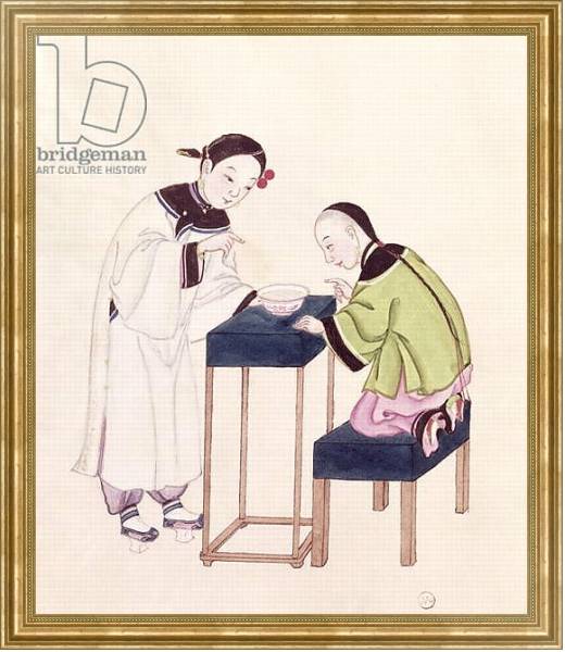 Постер A Girl Looking for Luck into a Bowl of Water с типом исполнения На холсте в раме в багетной раме NA033.1.051