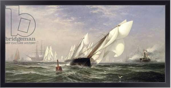 Постер American yacht Sappho winning the race with the English yacht Livonia for the America Cup, 1871 с типом исполнения На холсте в раме в багетной раме 221-01