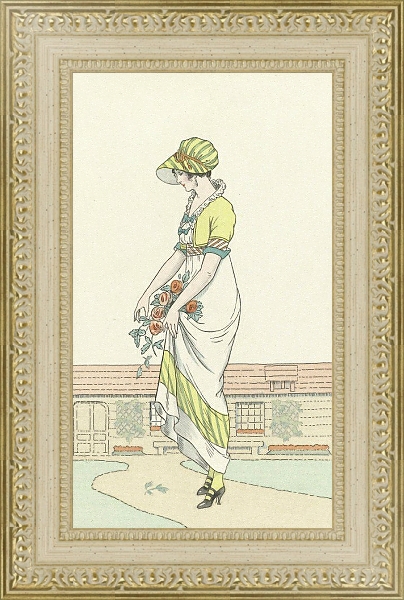 Постер Robe de crépon blanc с типом исполнения Акварель в раме в багетной раме 484.M48.725