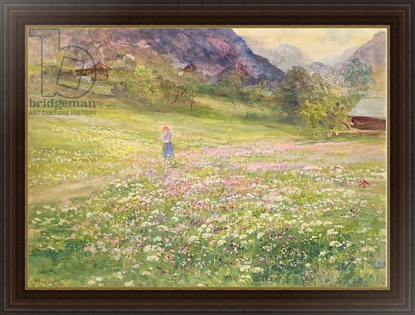 Постер Girl in a Field of Poppies с типом исполнения На холсте в раме в багетной раме 1.023.151