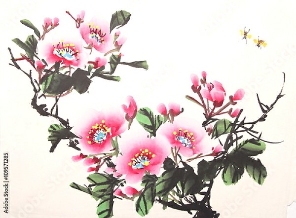 Постер Китайские розовые пионы 1 с типом исполнения На холсте в раме в багетной раме 35-M719P-83
