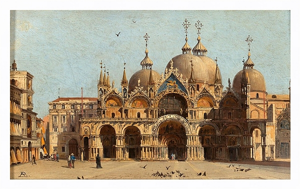 Постер Venice, La facciata della Basilica S. Marco с типом исполнения На холсте в раме в багетной раме 221-03