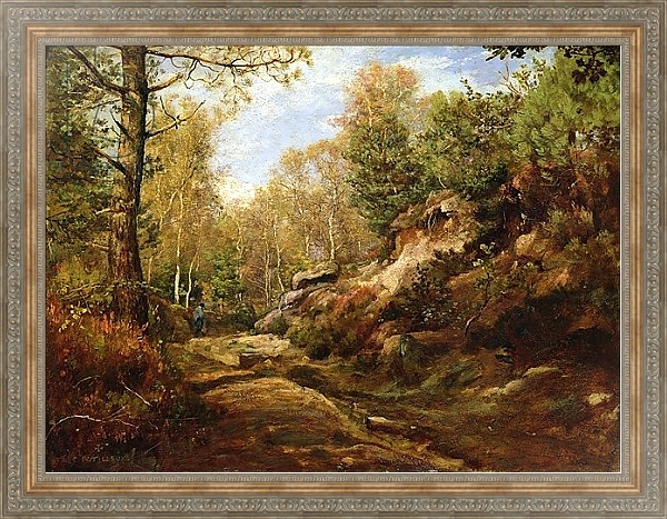 Постер Pines and Birch Trees or, The Forest of Fontainebleau, c.1855-57 с типом исполнения На холсте в раме в багетной раме 484.M48.310
