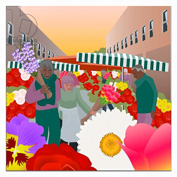 Постер Flower Market at Columbia Road с типом исполнения На холсте в раме в багетной раме 221-03