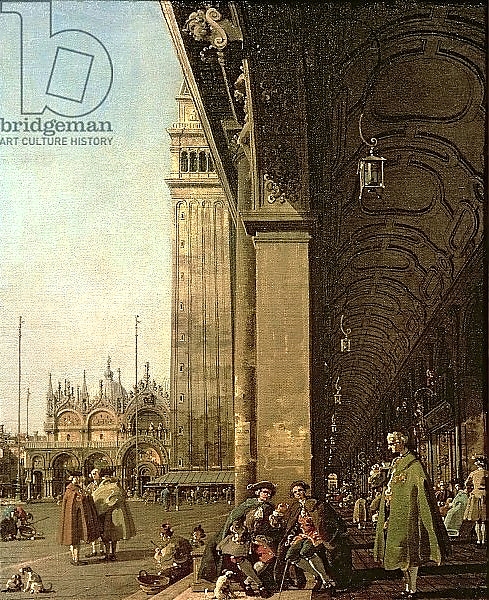 Постер Venice: Piazza di San Marco and the Colonnade of the Procuratie Nuove, c.1756 с типом исполнения На холсте без рамы