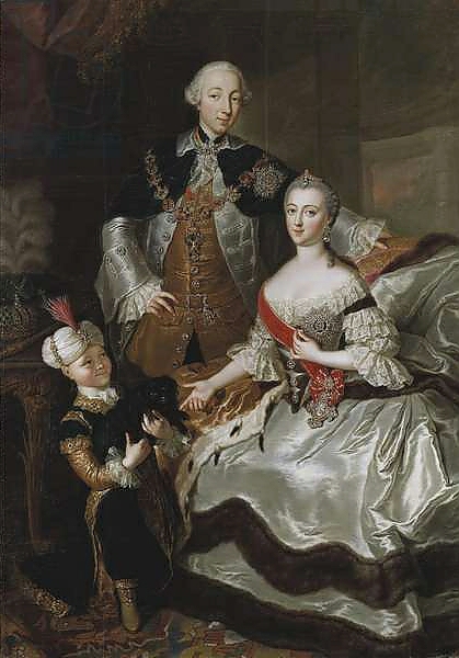 Постер Peter III and Catherine II of Russia with a page c.1756 с типом исполнения На холсте без рамы