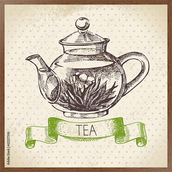 Постер Иллюстрация с чайником с типом исполнения На холсте в раме в багетной раме 1727.4310