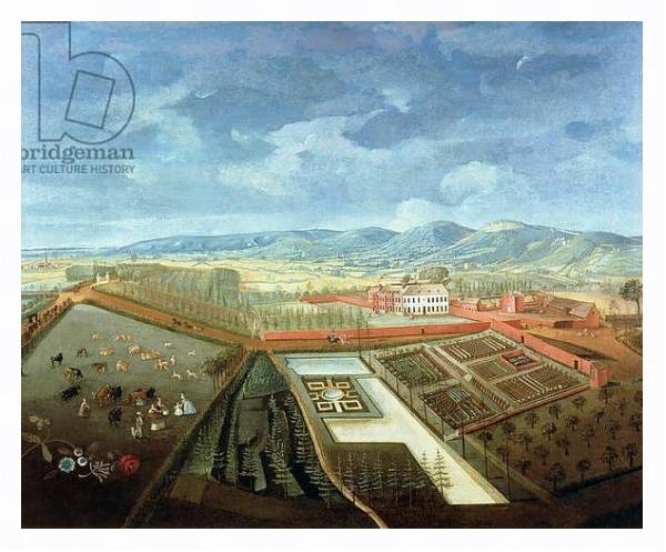 Постер Panoramic View of Charlton Park, c.1745 с типом исполнения На холсте в раме в багетной раме 221-03
