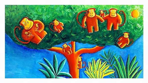 Постер Monkeys in a Tree, 2002 с типом исполнения На холсте в раме в багетной раме 221-03