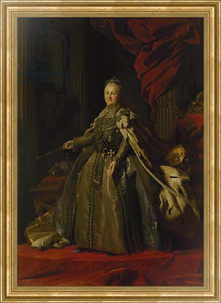 Постер Portrait of Catherine II, 1776-77 с типом исполнения На холсте в раме в багетной раме NA033.1.051