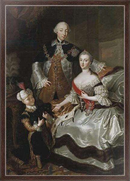 Постер Peter III and Catherine II of Russia with a page c.1756 с типом исполнения На холсте в раме в багетной раме 221-02