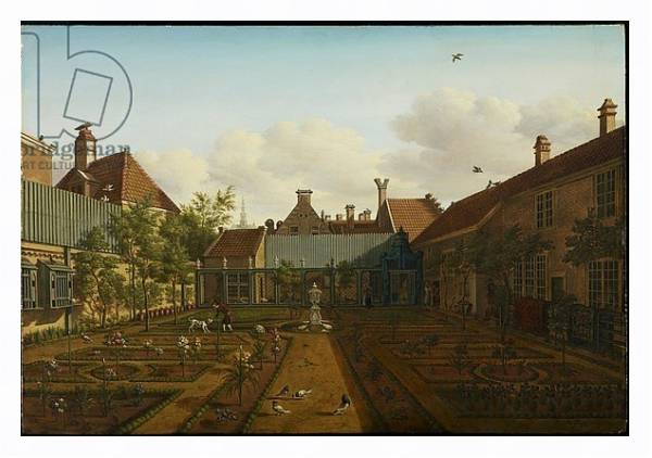 Постер View of a town house garden in The Hague, 1775 с типом исполнения На холсте в раме в багетной раме 221-03