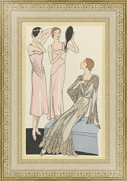 Постер Art – Goût – Beauté, Feuillets de l’ élégance féminine, Mai 1931, No. 129, 11e Année, p. 18 с типом исполнения Акварель в раме в багетной раме 484.M48.725