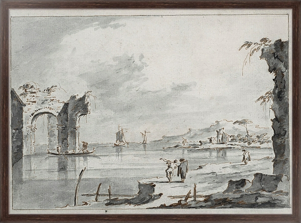 Постер The Venetian lagoon with ruins and figures с типом исполнения На холсте в раме в багетной раме 221-02