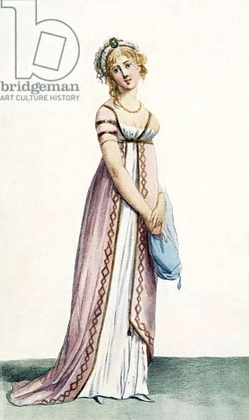 Постер A simply designed lady's ball dress, illustration from 'Journal des Dames et des Modes', 1799 с типом исполнения На холсте без рамы