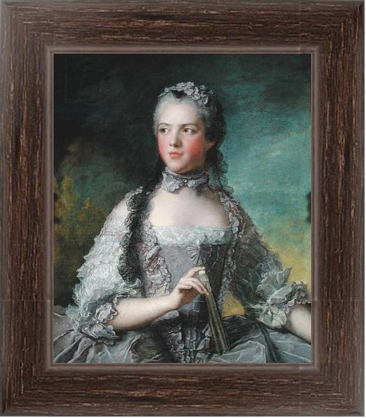 Постер Portrait of Adelaide de France with a Fan, 1749 с типом исполнения На холсте в раме в багетной раме 221-02