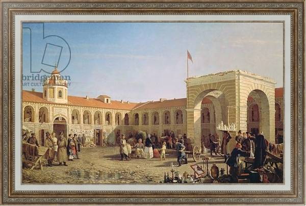 Постер Apraksin Market in St. Petersburg, 1862 с типом исполнения На холсте в раме в багетной раме 595.M52.330