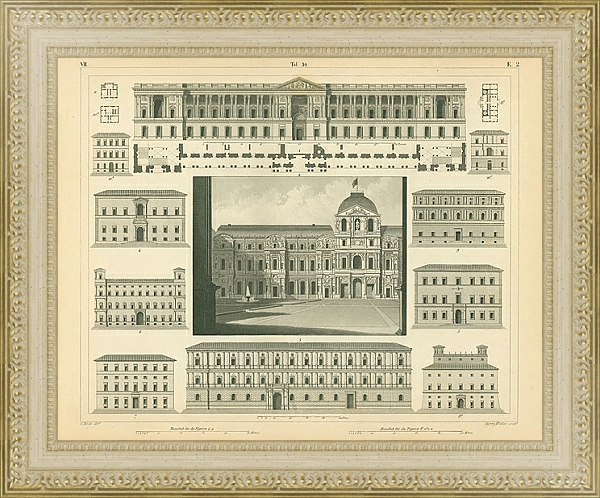 Постер Архитектура №23: здания 1 с типом исполнения Акварель в раме в багетной раме 484.M48.725